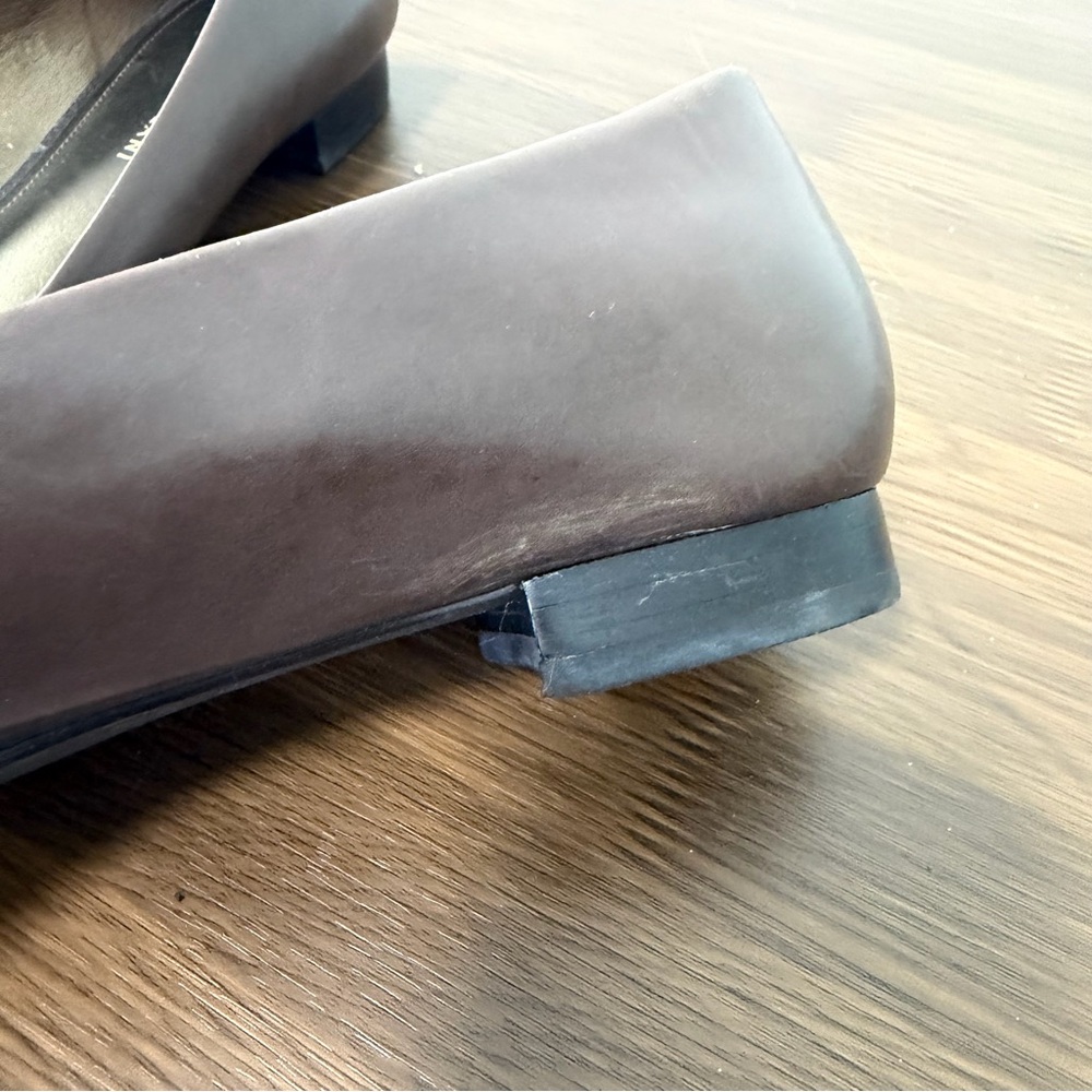 ANTONIO MELANI Dark Brown Peep-Toe Flats Size 9.5 - Picture 10 of 10